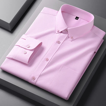 New Quality Anti-Wrinkle Men Shirt Long Sleeves Dress Shirts For Men Slim Fit Camisa Social Business Blouse White Shirt S-4XL