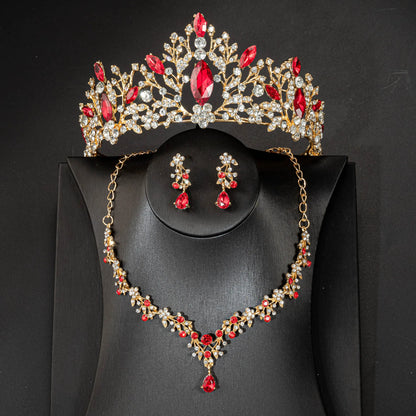 High Quality Fashion Crystal Wedding Bridal Jewelry Sets Women Bride Tiara Crowns Earring Necklace Wedding Jewelry Accessories