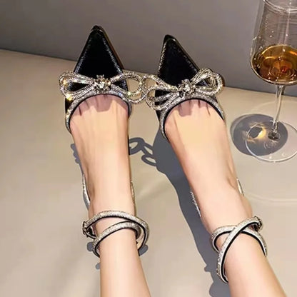 Womens Sandals Sexy Pointed Toe Luxurious Rhinestone Designer Women's Shoes Summer New Elegant Party Dress Womens Stiletto Heels