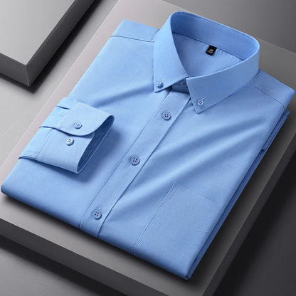 New Quality Anti-Wrinkle Men Shirt Long Sleeves Dress Shirts For Men Slim Fit Camisa Social Business Blouse White Shirt S-4XL