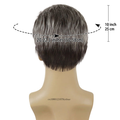 Short Wigs for Older Men Synthetic Grey Color Wig Toupees Natural Curly Wigs Daily Use Male Cosplay Costume Wig Hair Replacement