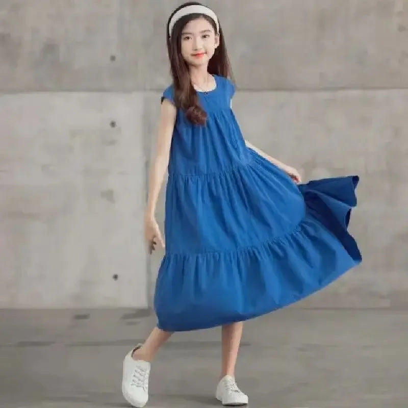 Fashion Summer Kids Girls Dress 2024 Children Loose Dress Casual Beach Dresses For Girl Teen Princess Vestido 8 10 12 14 Year