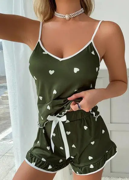 Summer Sleepwear Women Sleepwear Sleeveless Shorts Set 2 PieceS Lace Sleepwear Vest Sleeping Home Clothes New Valentine's Gift