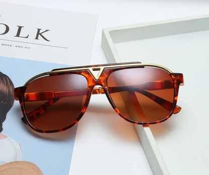 Popular Fashion Men Sunglasses Square Metal Combination Frame Anti-UV400 Lens