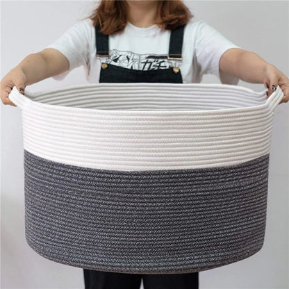 Household Wicker Dirty Laundry Basket ，Oversized Cotton Woven Storage Basket,Store Clothes and Miscellaneous ,Foldable Toy Stora