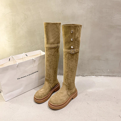 Winter Modern Platform Women's Over The Knee Boots Fashion Thick Heels Long Bootties Woman Largas Booties thigh high boots