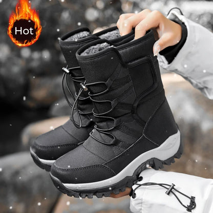2025 Women Winter Snow Boots Warm Boots Lengthening With Wide Toe and Adding Velvet Inside Keep Warm Soft Soled Shoes Non-slip