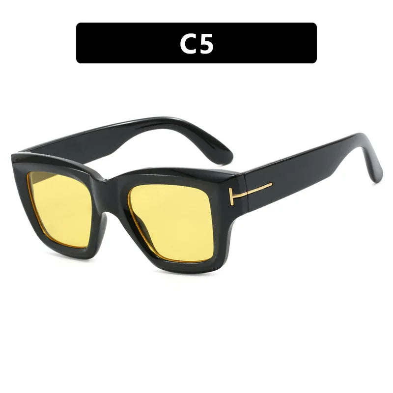 Fashion Square Sunglasses2025 Women Brand T-Shaped Large Frame Sun Glasses Trendy Hip Hop Eyewear Shadow for Female Eyeglasses