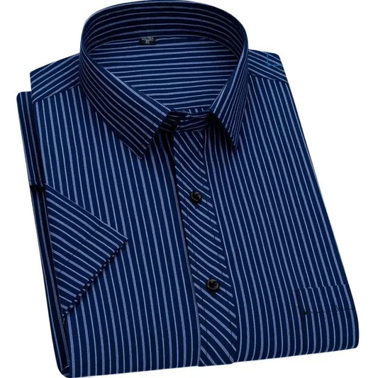 Men's short-sleeved shirt, business casual striped, thin, comfortable, versatile and simple streetwear for spring and summer
