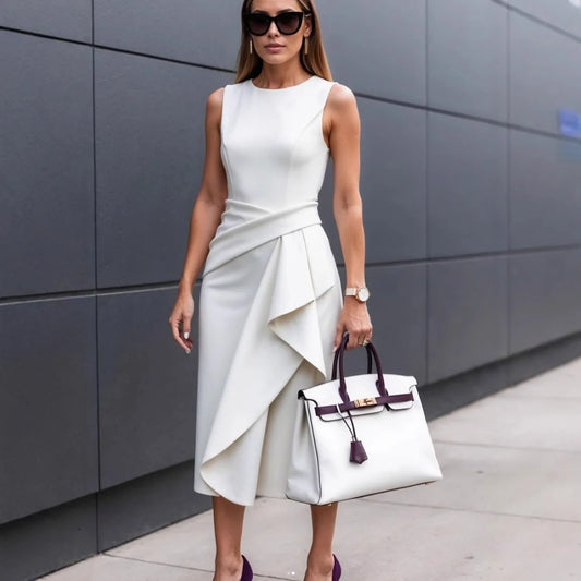 Summer Sleeveless Long Dresses For Women Elegant 2025 Fashion Office Lady Solid Color Bodycon Tank Maxi Dress Casual