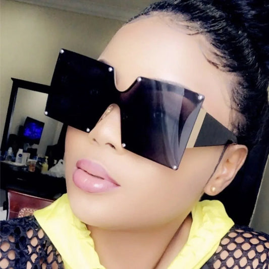 Fashion New Ladies Square Sunglasses Women Goggle Shades Vintage Brand Designer Oversized Sun Glasses For Female Men