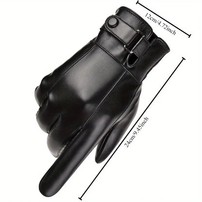 Winter Gloves For Men Genuine Leather Gloves Outdoor Cycling Black Real Sheepskin Keep Warm Driving Motorcycle Gloves
