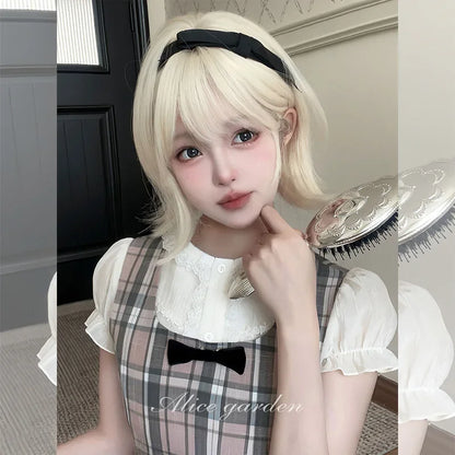Wig Female Short Hair Natural Age Reduction Hair Tail Flanged Air Bangs Short Cosplay Wigs Synthetic Heat-resistant Fiber Wigs