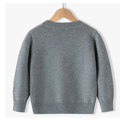 Winter Boys Knitted Sweaters Big Kids Clothes 2024 Autumn Children Cotton Pullover Teen Solid Knitwear Coats 2-12 Years
