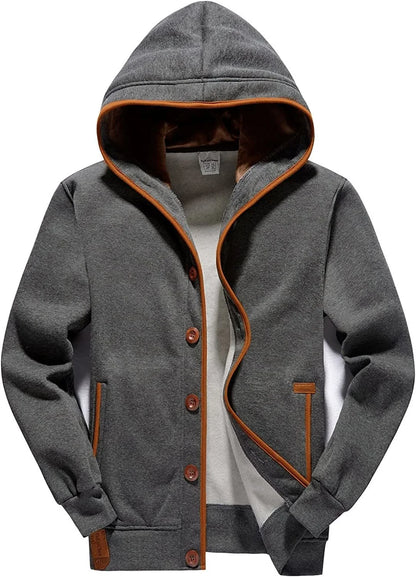 Men's Winter Soft Jackets Windbreak Coats Hooded Single Breasted Button Thick Casual Streetwear Fashion New Male Winter Clothing
