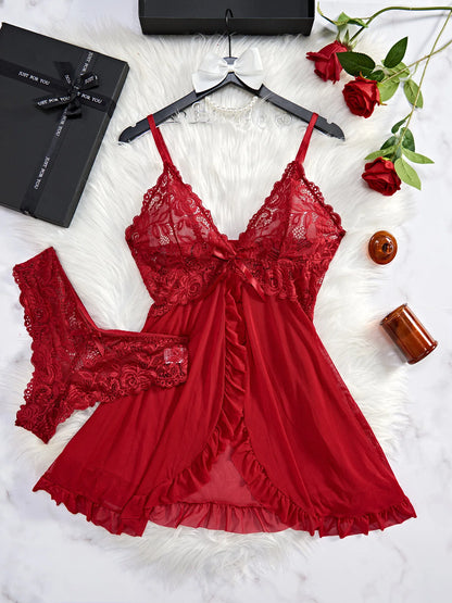 Women's Underwear Sexy Lingerie Set Erotic Bra Nightdress Sexy Lace Sleepwear Solid Slim Soft Dresses Erotic Sleepwear & Dresses