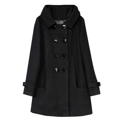 Chic Winter Coats and Jackets Women 2025 Winter Hooded Woolen Coat Wool Windbreaker Double-breasted Maxi Jacket Y2k Streetwear