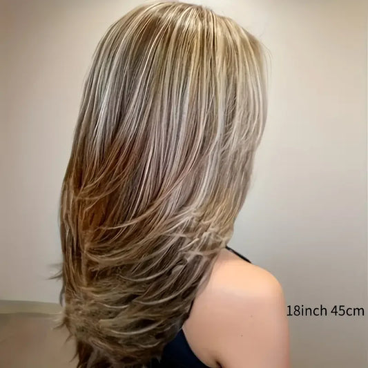 Long Layered Wigs for Women Highlight Wigs for White Women Wavy Wig Natural Looking Synthetic Heat Resistant Wig for Daily Use
