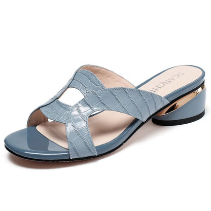 New Women's Slippers Women Shoes 2022 Summer Peep Toe Sandals Fashion Pumps Ladies Dress Wedding High Heels Shoes Female Slides