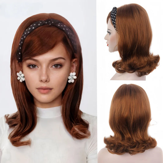 Light Brown Shoulder Wig 60s 70s 80s Beehive Wig For Retro Fancy Costume Party Cosplay Heat-Resistance Synthetic Fiber Reewes Wi