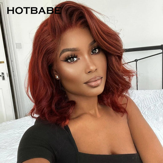 Ginger Orange Color 13x6 Transparent Lace Front Wigs Body Wave Lace Frontal Wigs Brazilian Pre Plucked Curly Human Hair Wigs